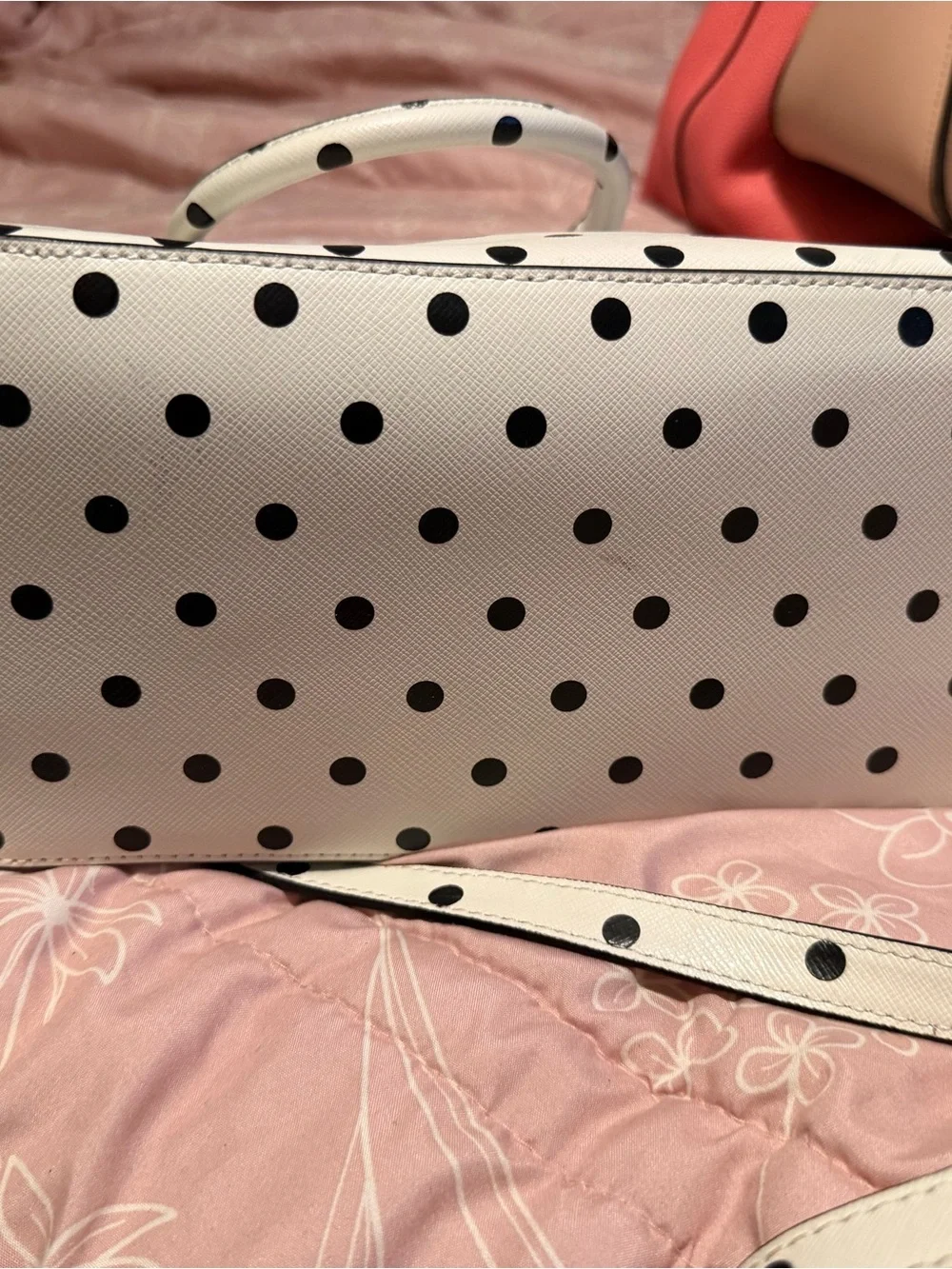 kate spade White and Black Polka Dot Satchel